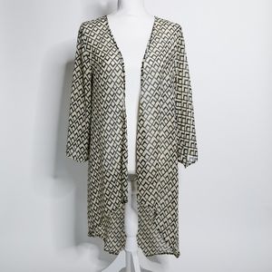 Candy Rose Black and White Geometric Cardigan